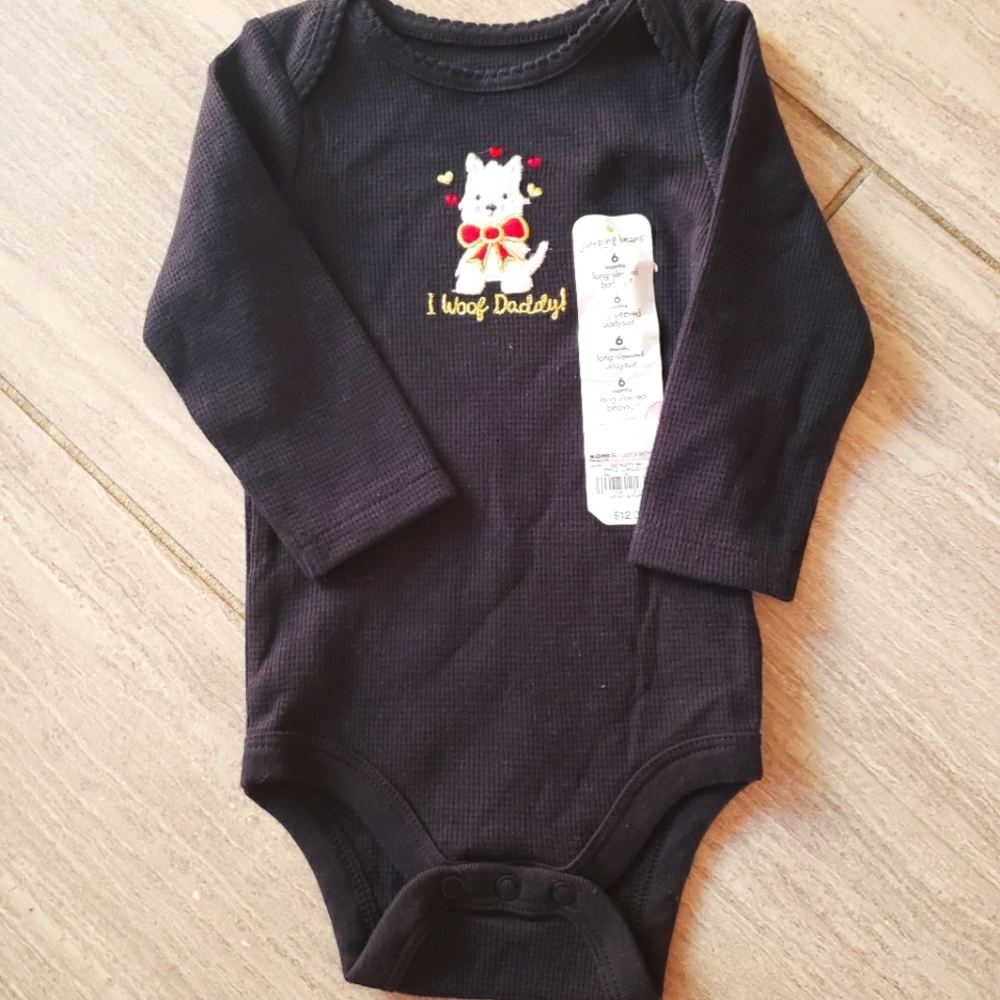 NWT 🎅 I WOOF DADDY Jumping Beans Black Long Sleeve Bodysuit
